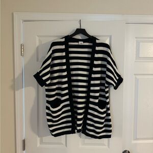 CAbi Black and White Whistle Cardigan